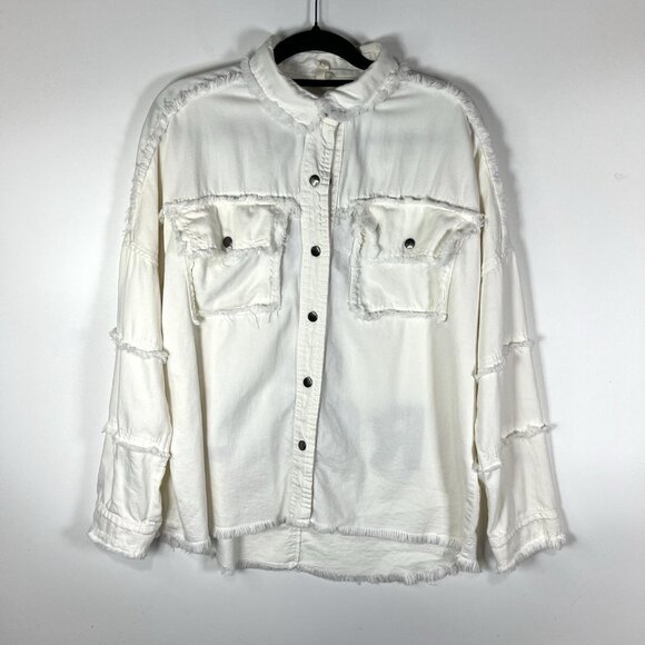 Elan Denim Jean Jacket Embroidered Rock And Roll Fringe Trim Boho Hippie Size S - Picture 2 of 11